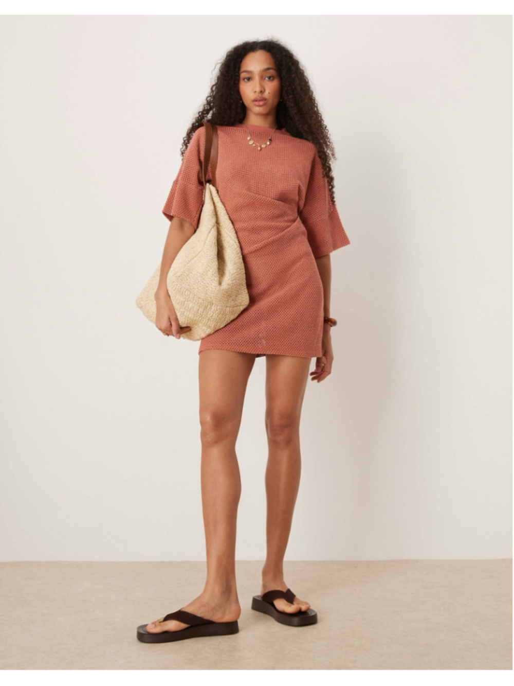 ASOS DESIGN Crochet Mini Dress Size 6 NWT Rust Terracotta